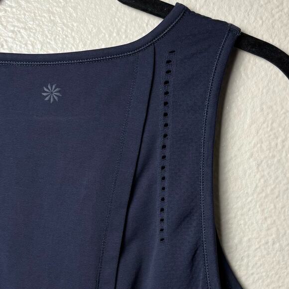 Athleta Foothill Seamless Tank Top Women's size XS Open Back Tie Navy Blue - Picture 15 of 15